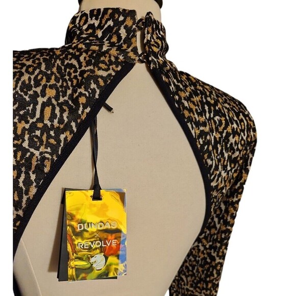Dundas X Revolve Rave Leopard Mini Dress Womens Small Zappa Black And Gold Party - Picture 5 of 9